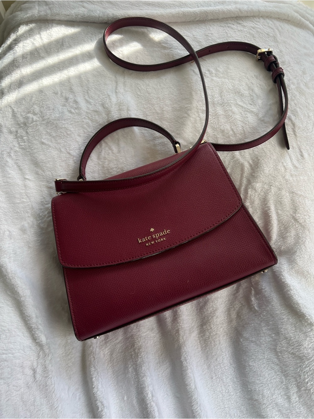 kate spade Burgundy Pebbled Leather Top-Handle Satchel